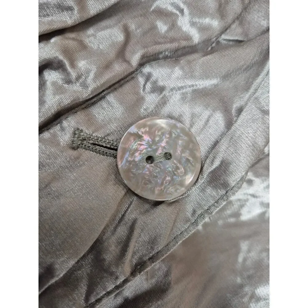 Chico's Cotton/Poly Blend Metallic Crushed Satin Pale Green Jacket Sz 1( S/M)